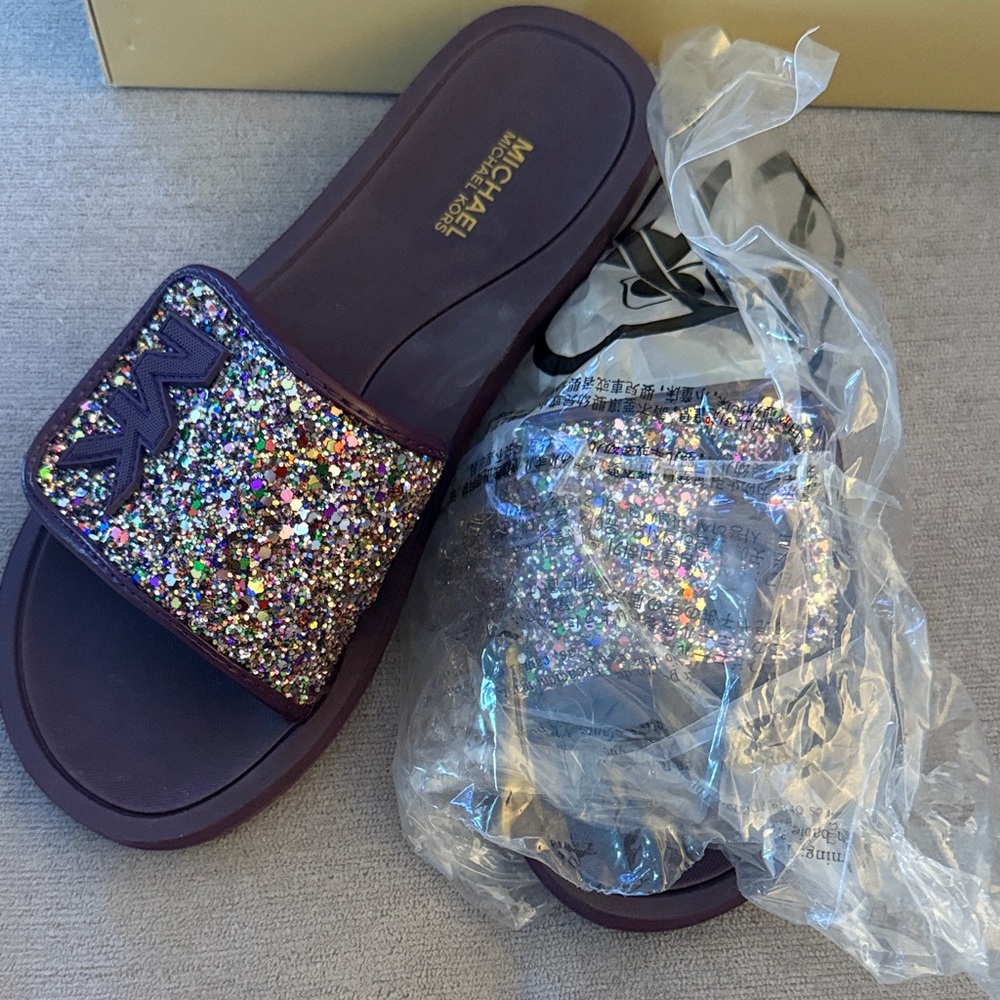 Michael Kors Multicolor Glitter Slides